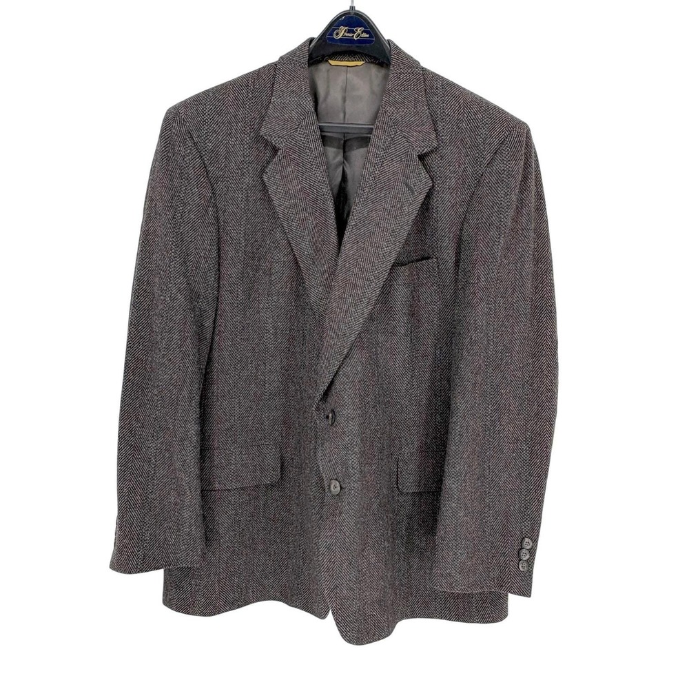 Vintage‎ Kuppenheimer Premier Edition 100% Wool Blazer Herringbone Gray 42R